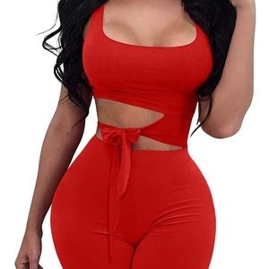 Red cutout romper jumpsuit